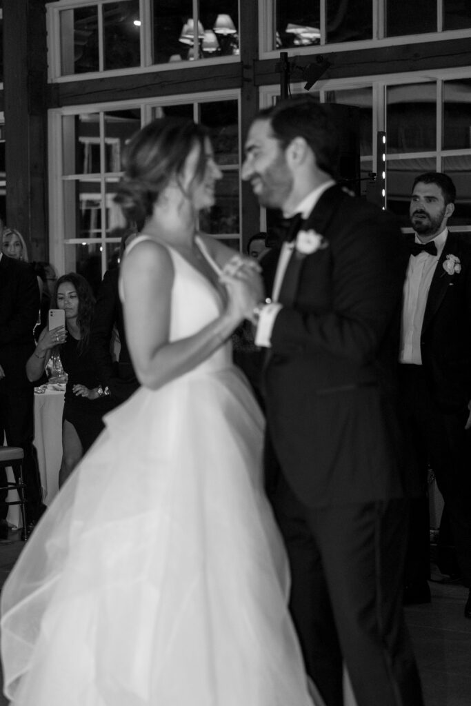 New York City Wedding Ceremony - Central Park Boat House bride and groom's first dance 