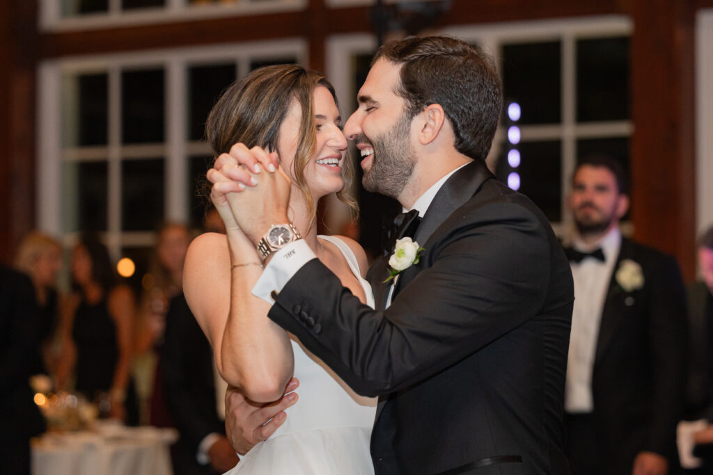 New York City Wedding Ceremony - Central Park Boat House bride and groom's first dance 