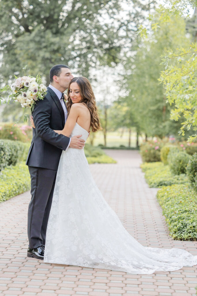 Bride and groom couple portraits outside of the Ryland Inn wedding venue, northern New Jersey