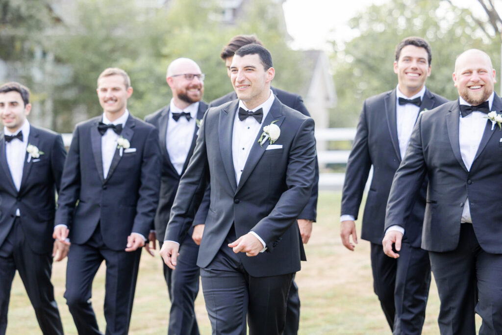 Groom and his groomsmen wedding party portraits