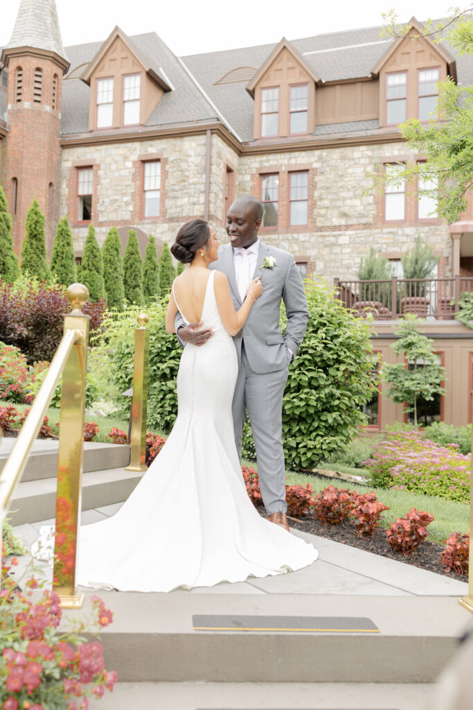 Bride and Groom in front of the Abbey Inn & Spa Venue