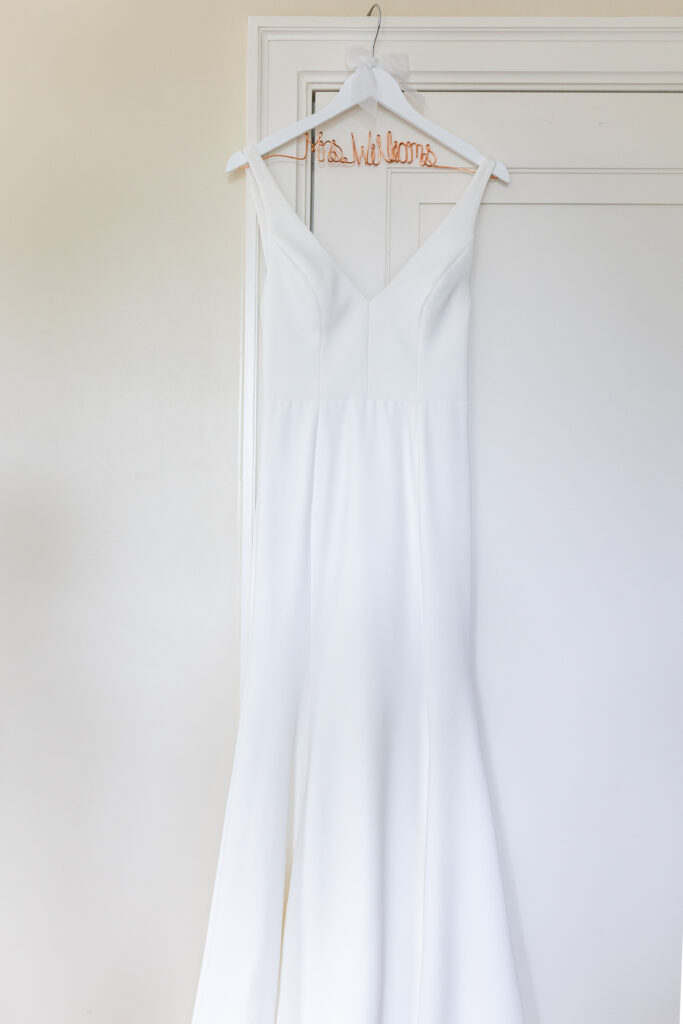 Bride's white wedding dress