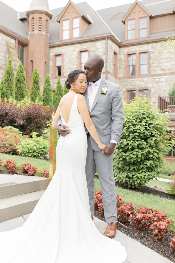 Bride and Groom in front of the Abbey Inn & Spa Venue