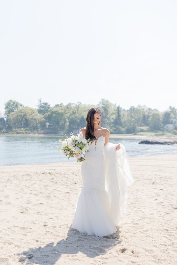 Bride portraits on a beach wedding day