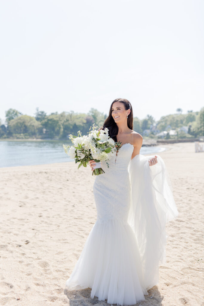 Bride portraits at a beachfront wedding venue