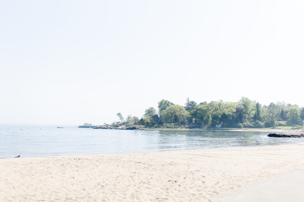 Wedding ceremony landscape details with a water backdrop