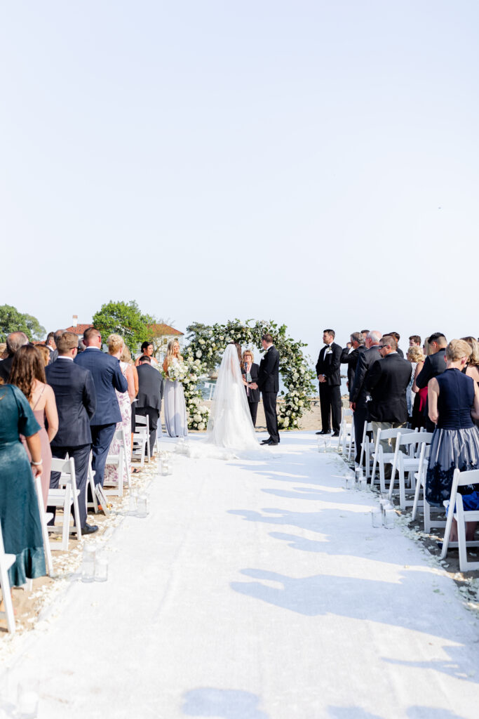 Bride private beach wedding ceremony