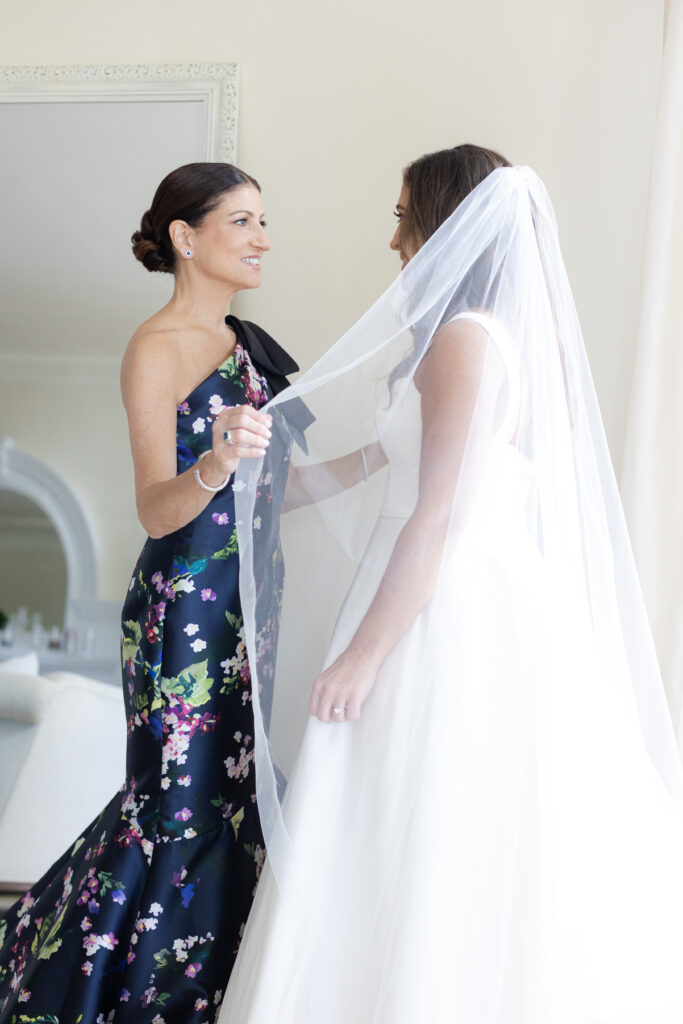 Bride and mom inside the bridal suite