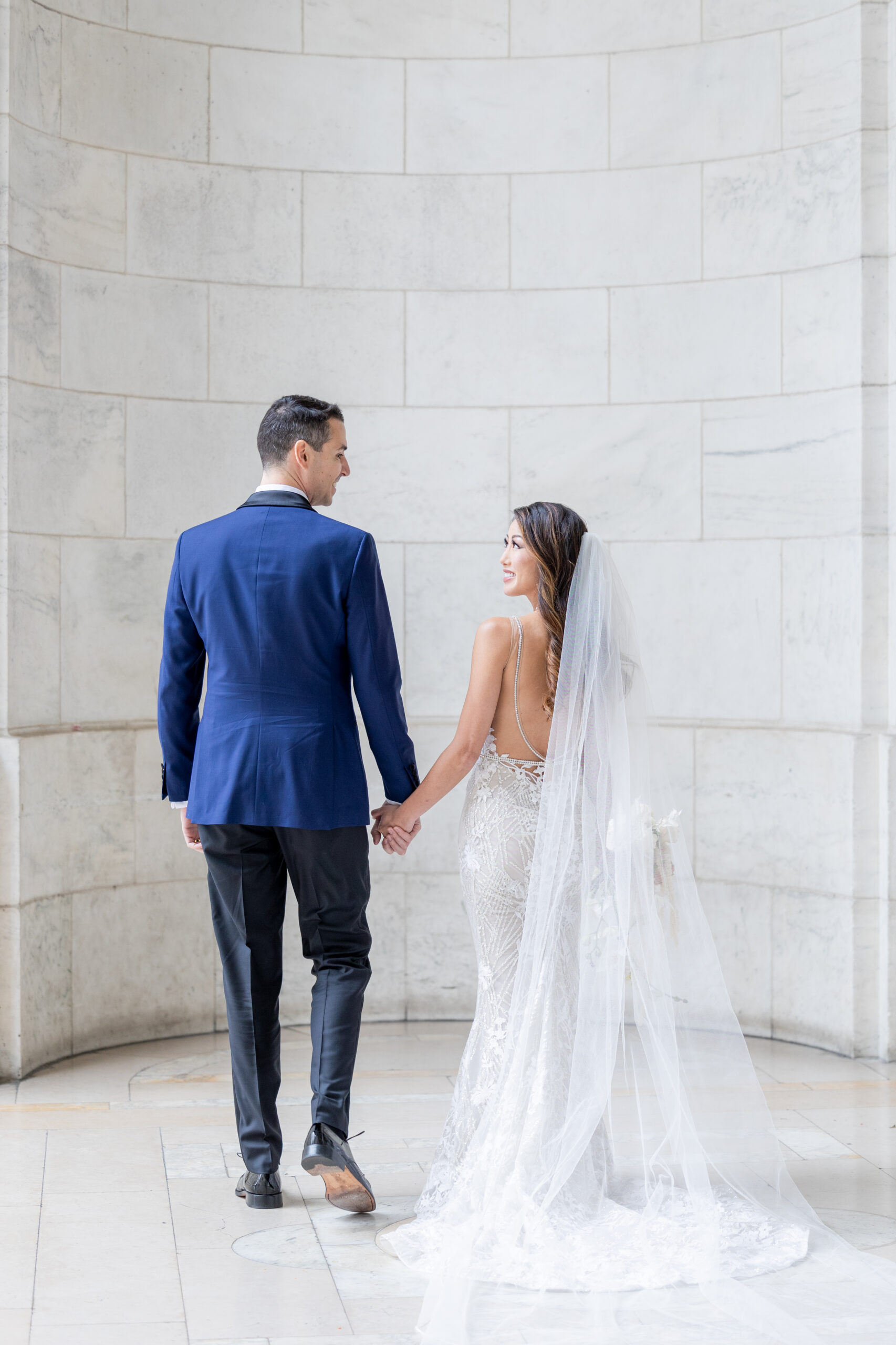 Wedding portraits at New York Public Library