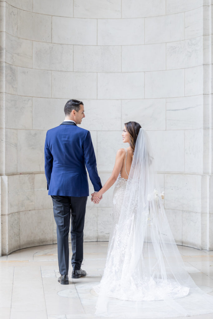 Wedding portraits at New York Public Library