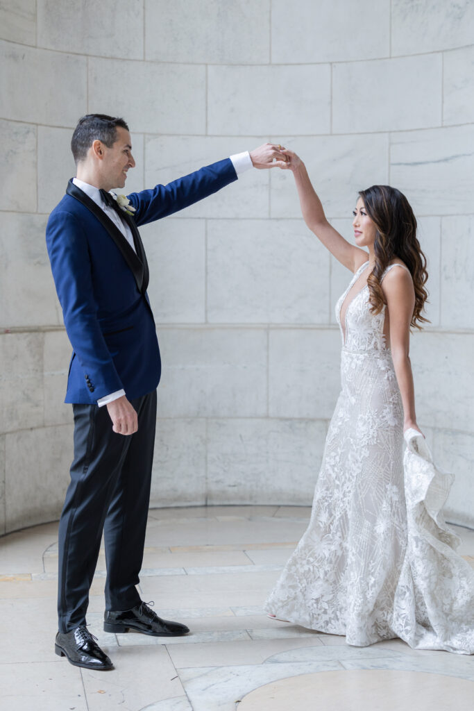 Wedding portraits at New York Public Library