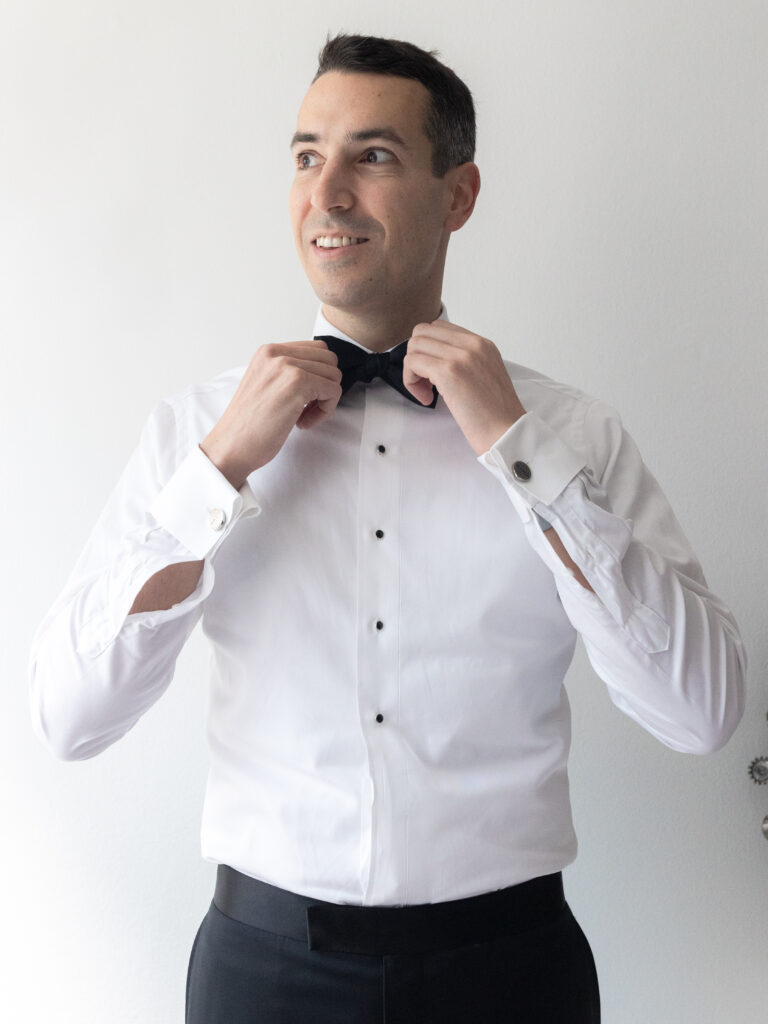 Groom Getting Ready Portraits with Bow Tie for a NYC Wedding