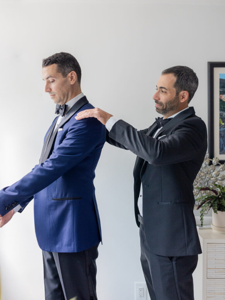 Groom Getting Ready Portraits With Jacket for a NYC wedding