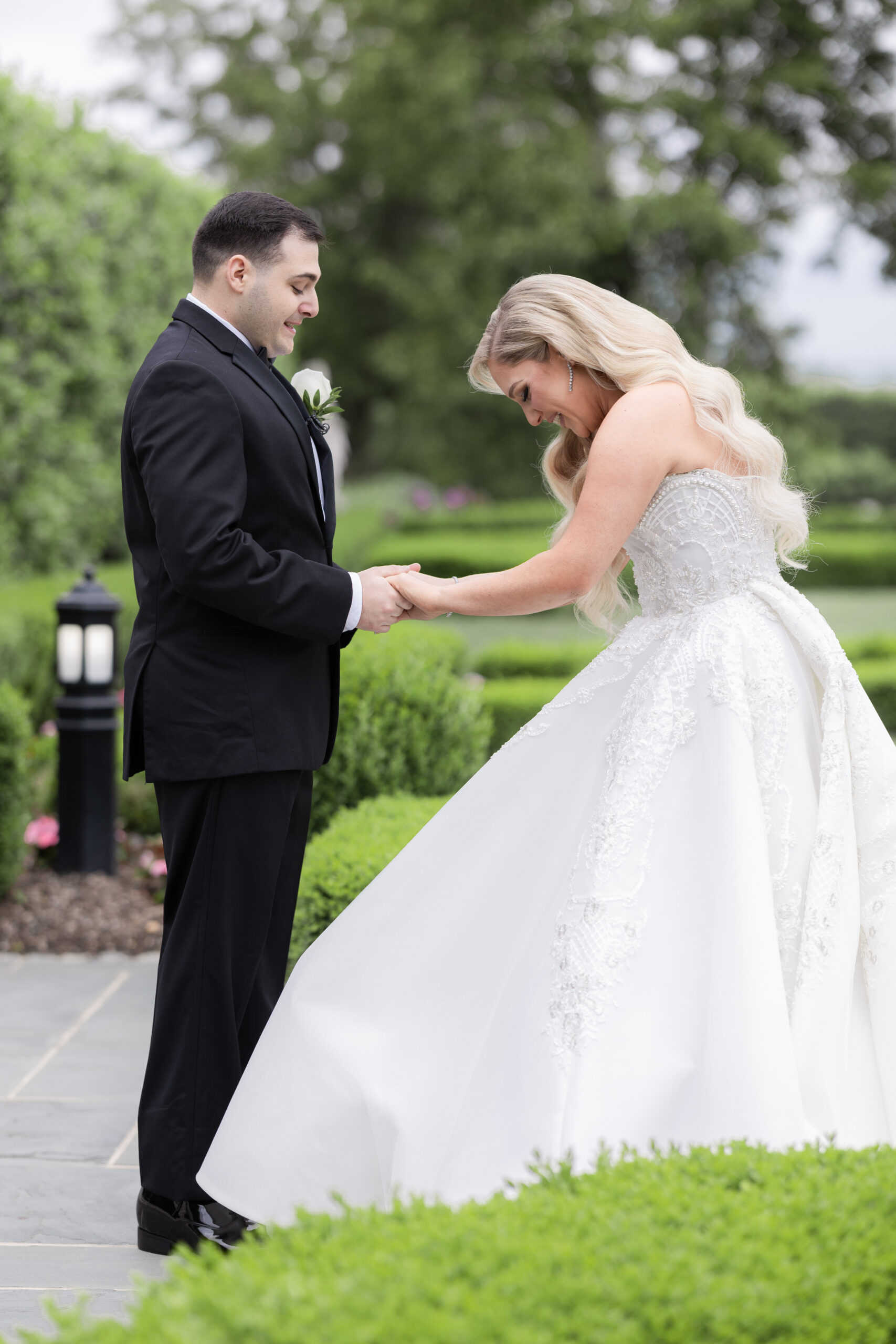 Bride and Groom First Look_Outside Chateau Wedding Venue