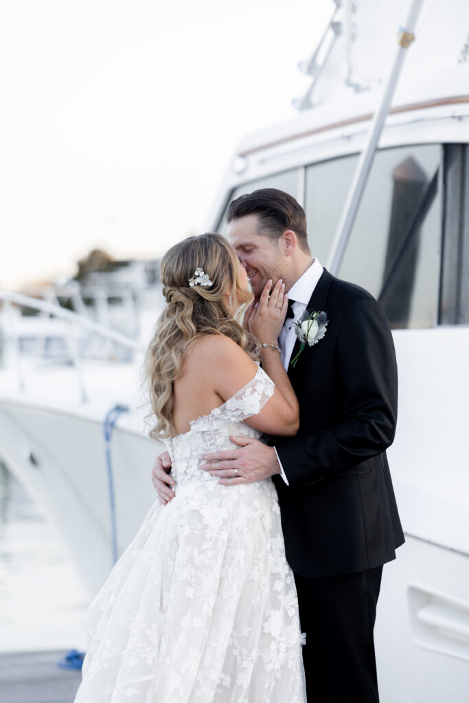 Bride and Groom_Outdoor Sunset Portraits_Yacht Club Wedding