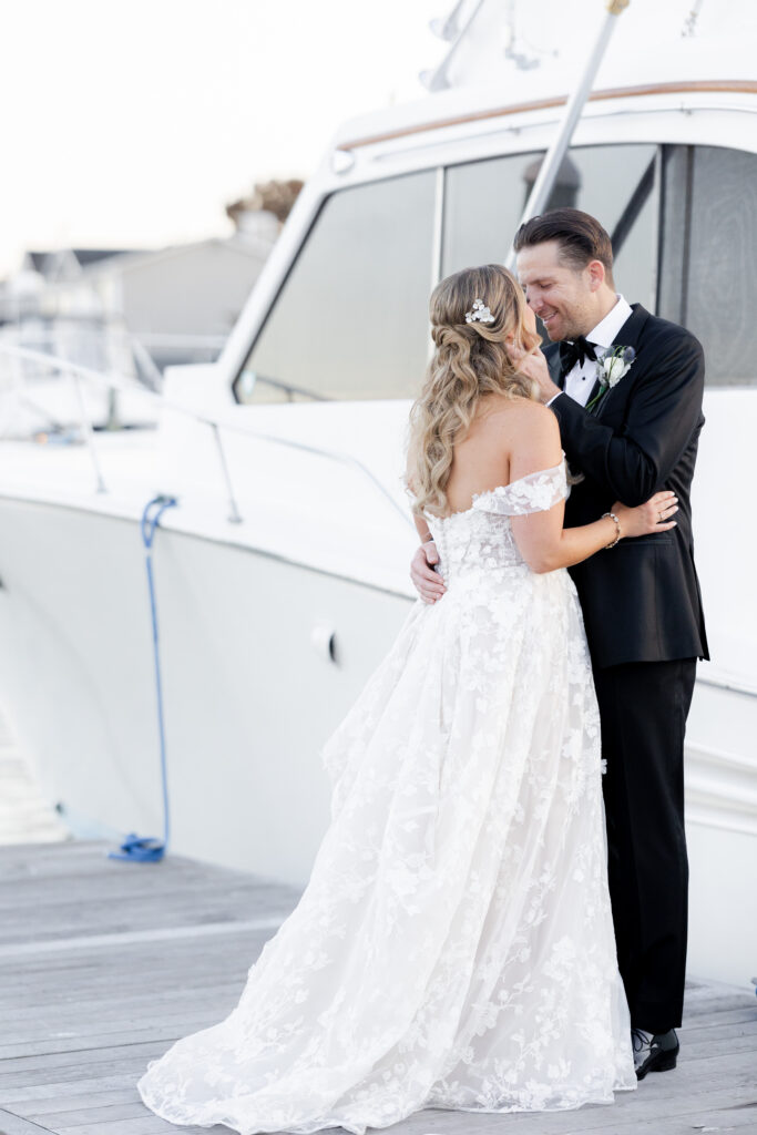 Bride and Groom_Outdoor Sunset Portraits_Yacht Club Wedding