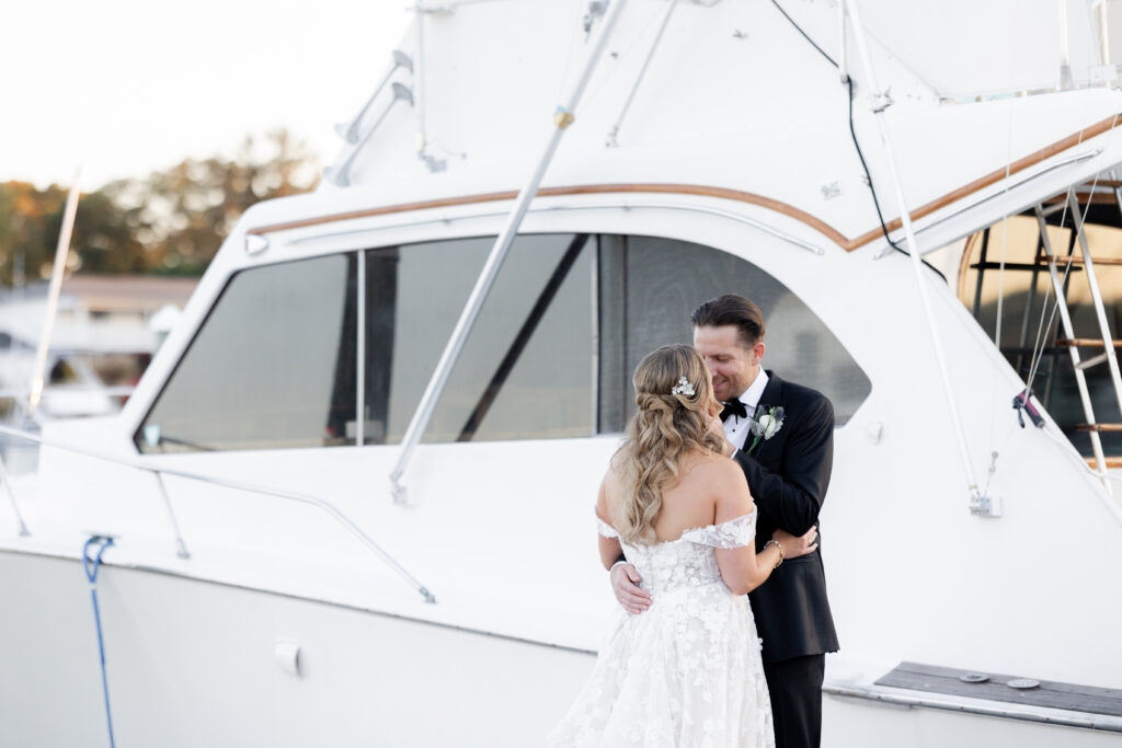 Bride and Groom_Outdoor Sunset Portraits_Yacht Club Wedding