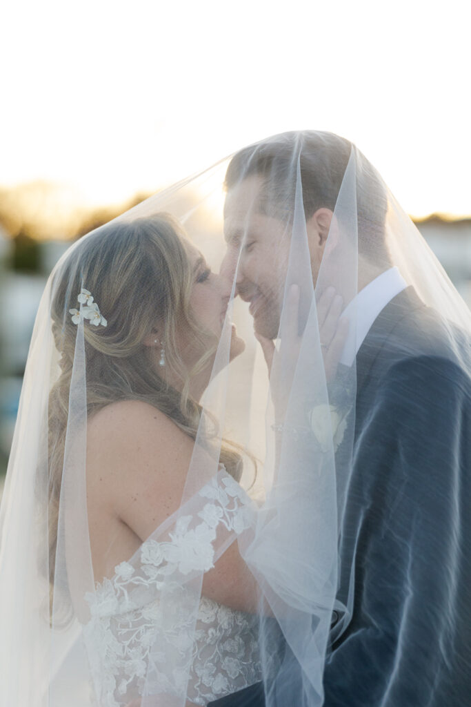 Bride and Groom_Outdoor Sunset Portraits_Yacht Club Wedding