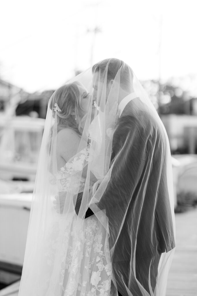 Bride and Groom_Outdoor Sunset Portraits_Yacht Club Wedding