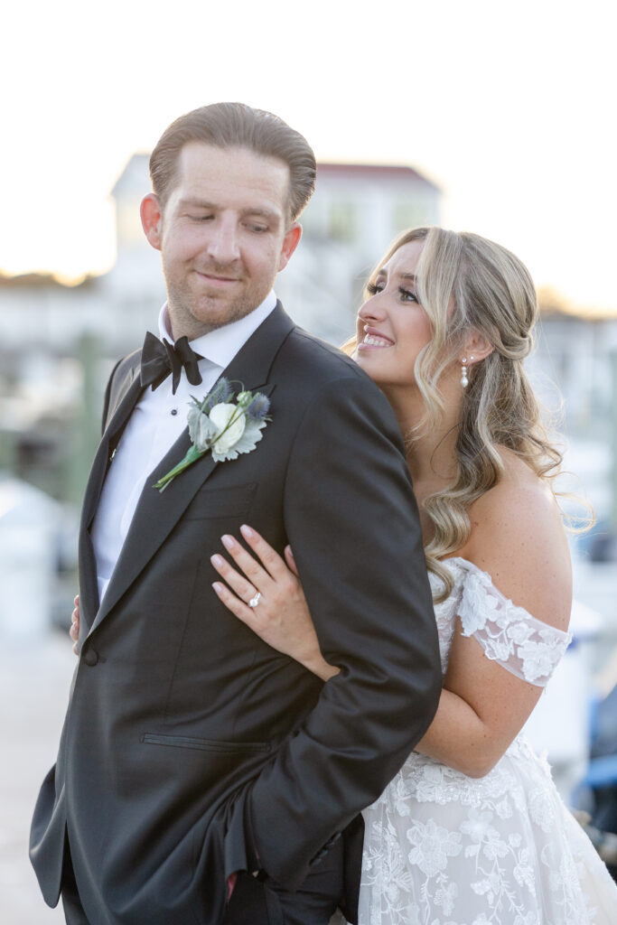 Bride and Groom_Outdoor Sunset Portraits_Yacht Club Wedding