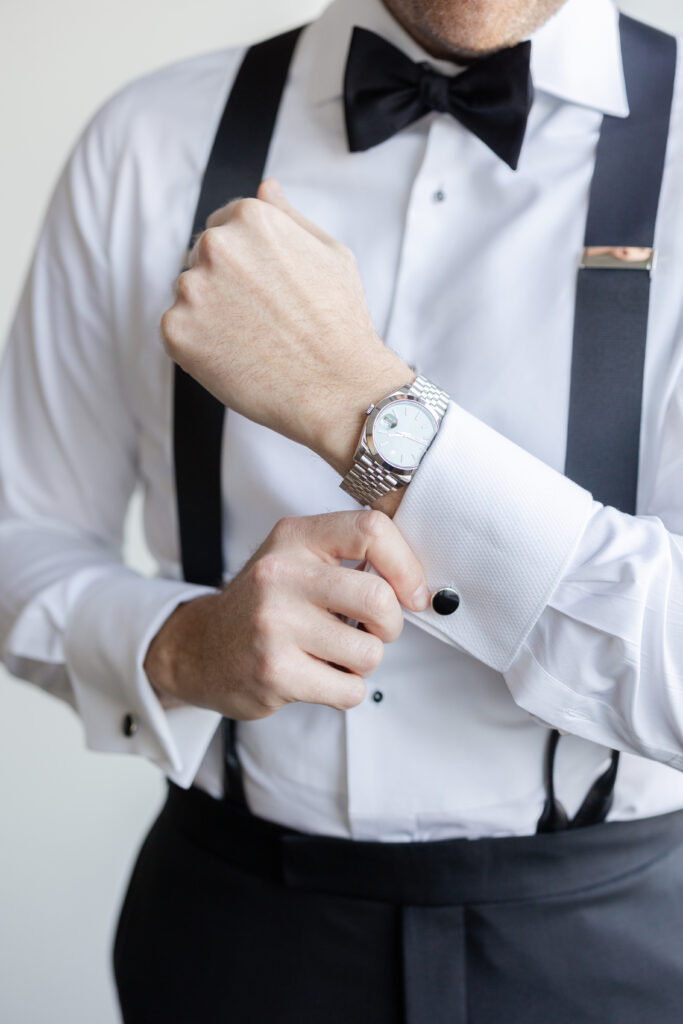 Groom Getting Ready_Rolex Watch Shot_Inside of Yacht Club Wedding Venue