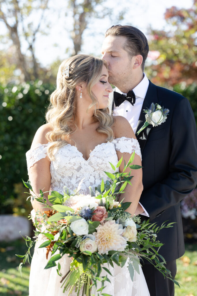 Bride and Groom Outdoor Couple Portraits in Yacht Club Wedding Venue