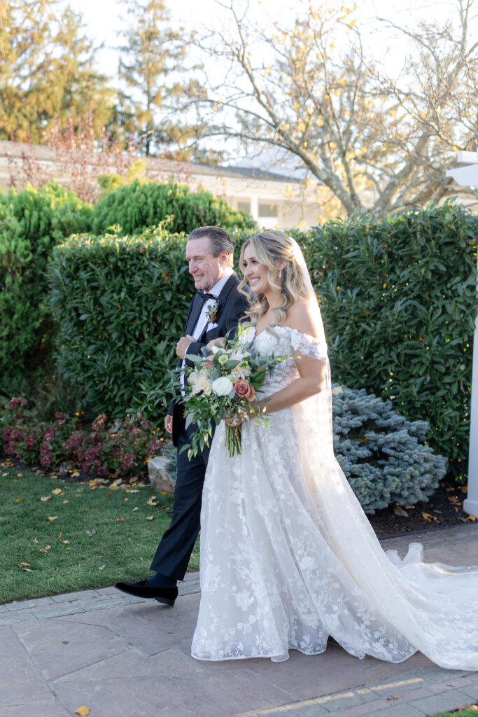 Wedding Ceremony_Bride Walking Down Aisle_Yacht Club Wedding Venue 