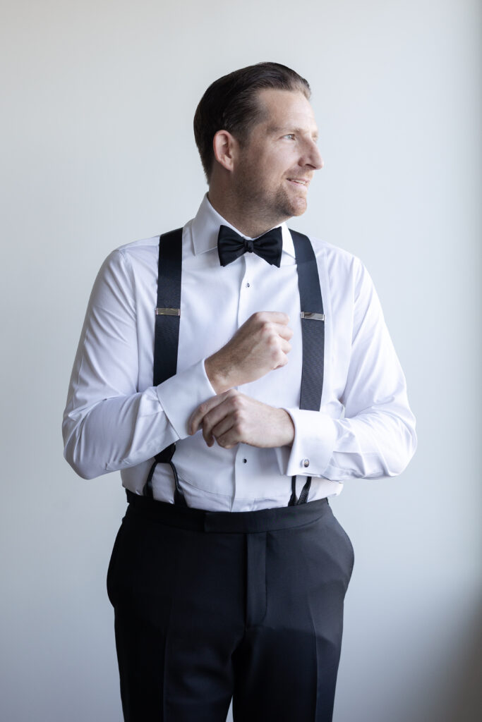 Groom Getting Ready_Cufflinks Shot_Inside Yacht Club Wedding Venue