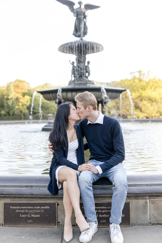 Couple on NYC's Central Park Bethesda Fountain