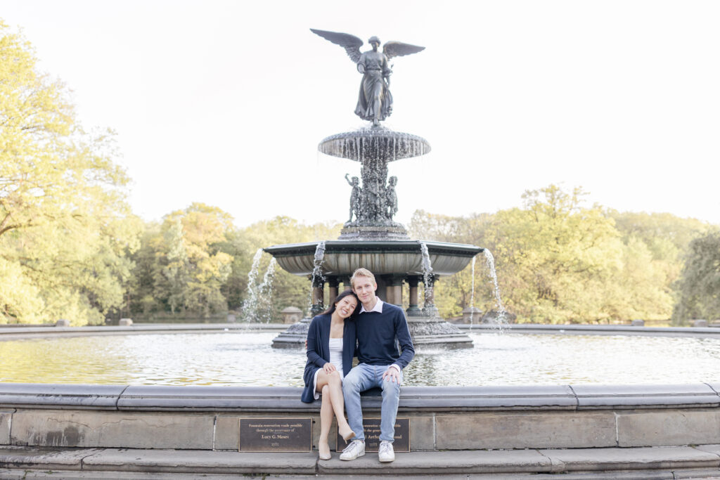 Outdoor Couple Photos NYC at Central Park's Bethesda Fountain