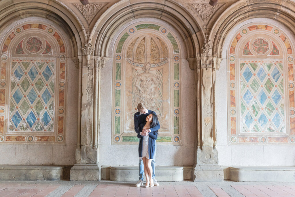 Outdoor Engagement Photos with the Bethesda Terrace backdrop