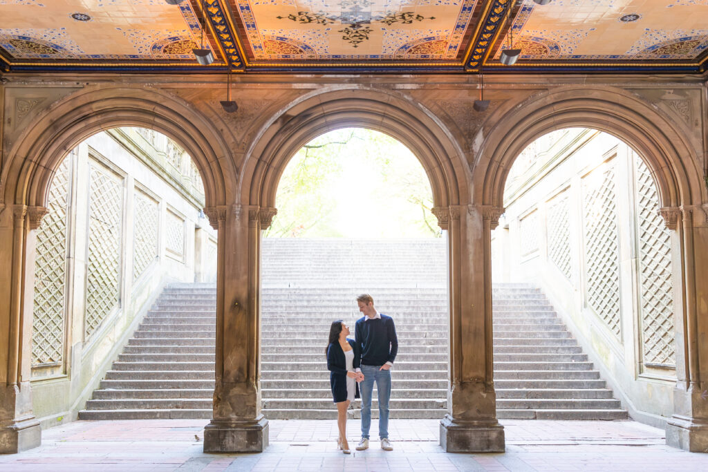 Outdoor Engagement Photos NYC at New York Central Park Bethesda Terrace