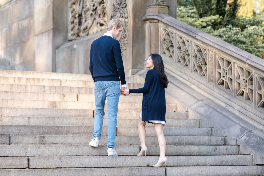 Outdoor Engagement Photos NYC at New York Central Park Bethesda Terrace Steps