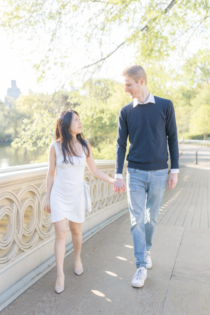 Outdoor Engagement Photos NYC at New York Central Park Bow Bridge