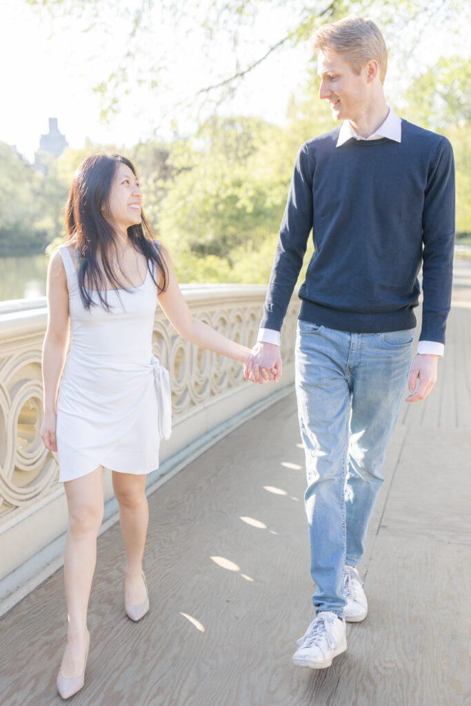 Outdoor Engagement Photos NYC at New York Central Park Bow Bridge