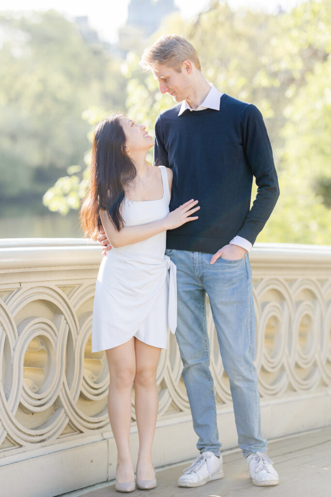 Outdoor Engagement Photos NYC at New York Central Park Bow Bridge