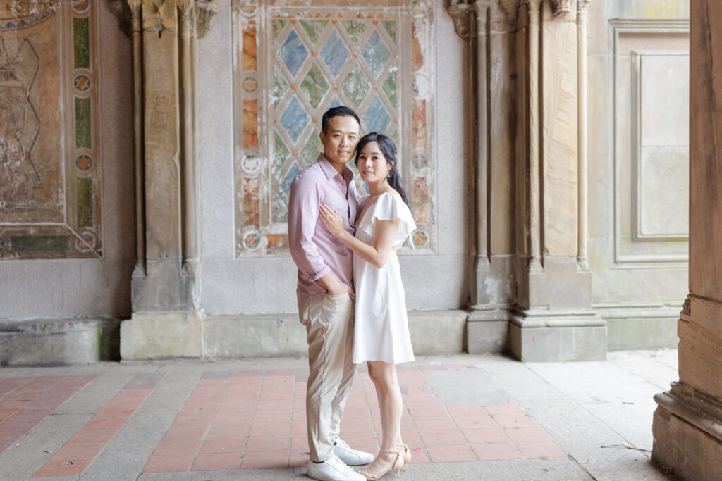 Timeless engagement session in NYC in Bethesda Terrace