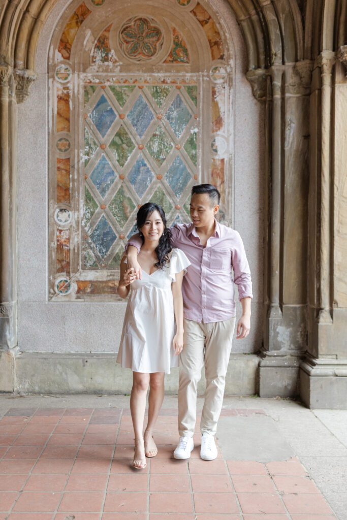 Timeless engagement session in NYC in Bethesda Terrace