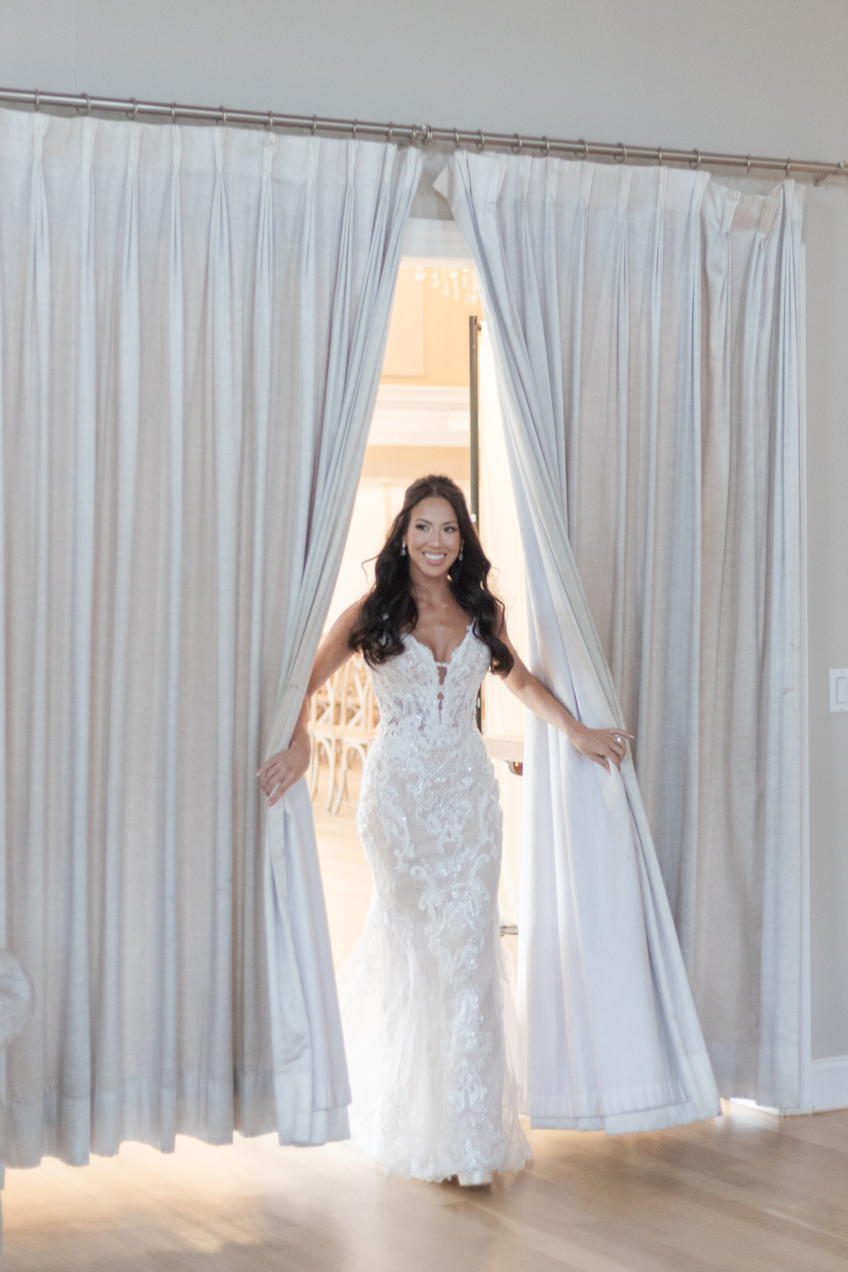 Bride and Bridesmaid First Look in Bridal Suite
