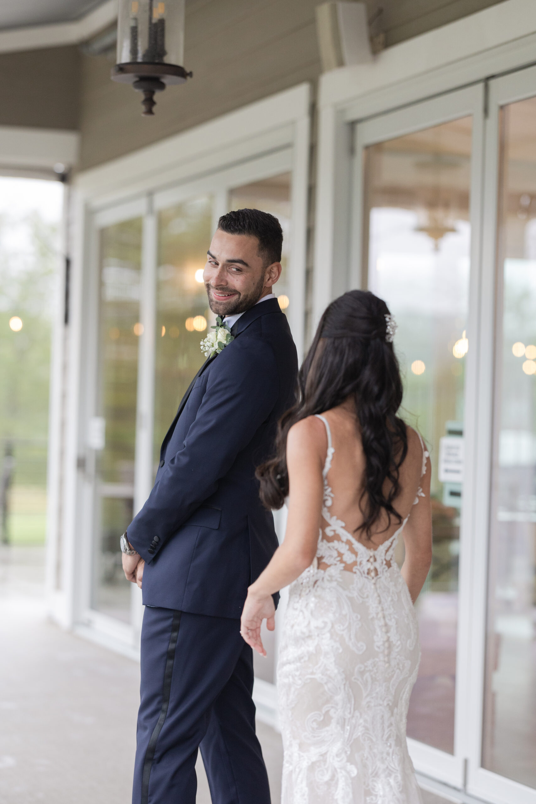 Bride and Groom_First Look_Bear Brook Valley Outdoor