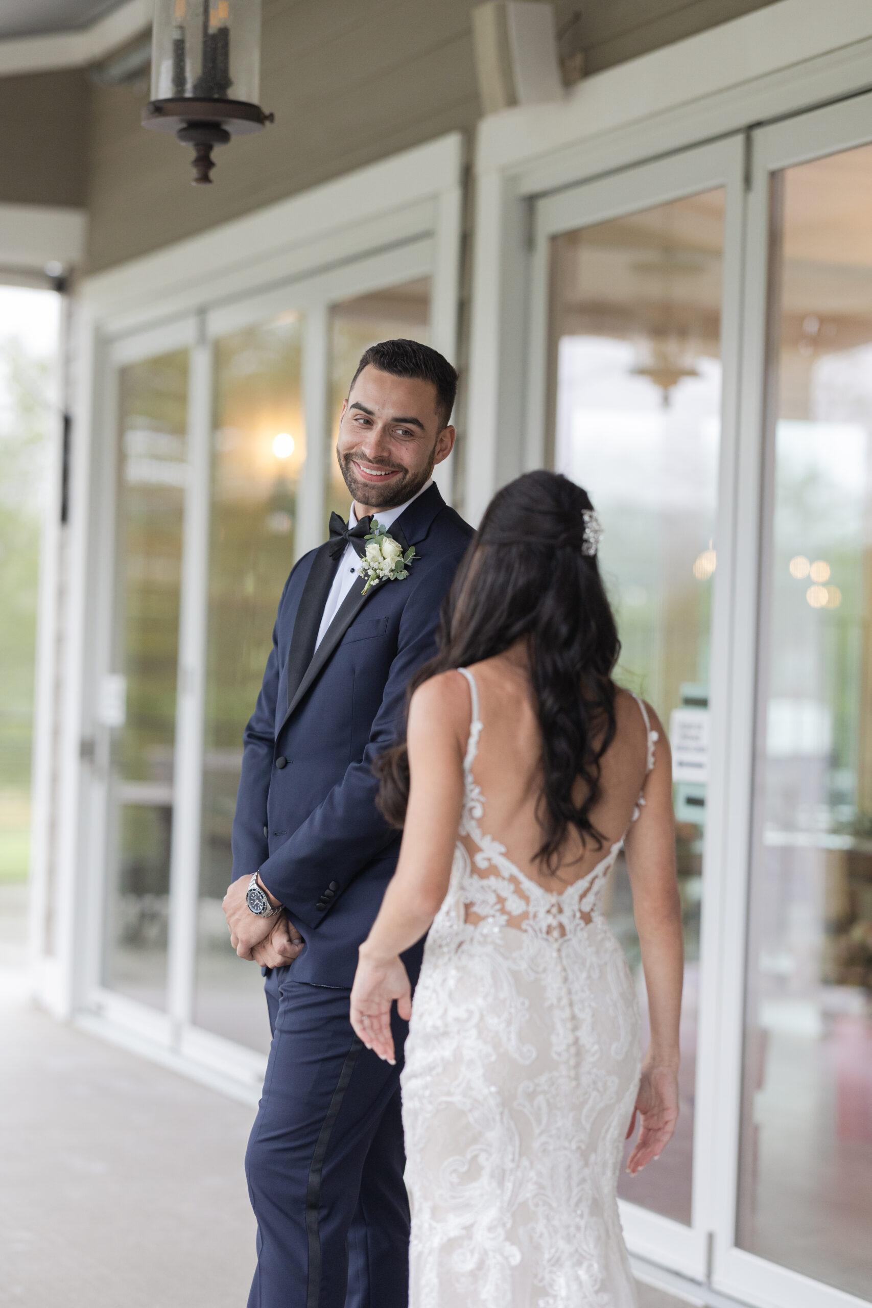 Bride and Groom_First Look_Bear Brook Valley Outdoor