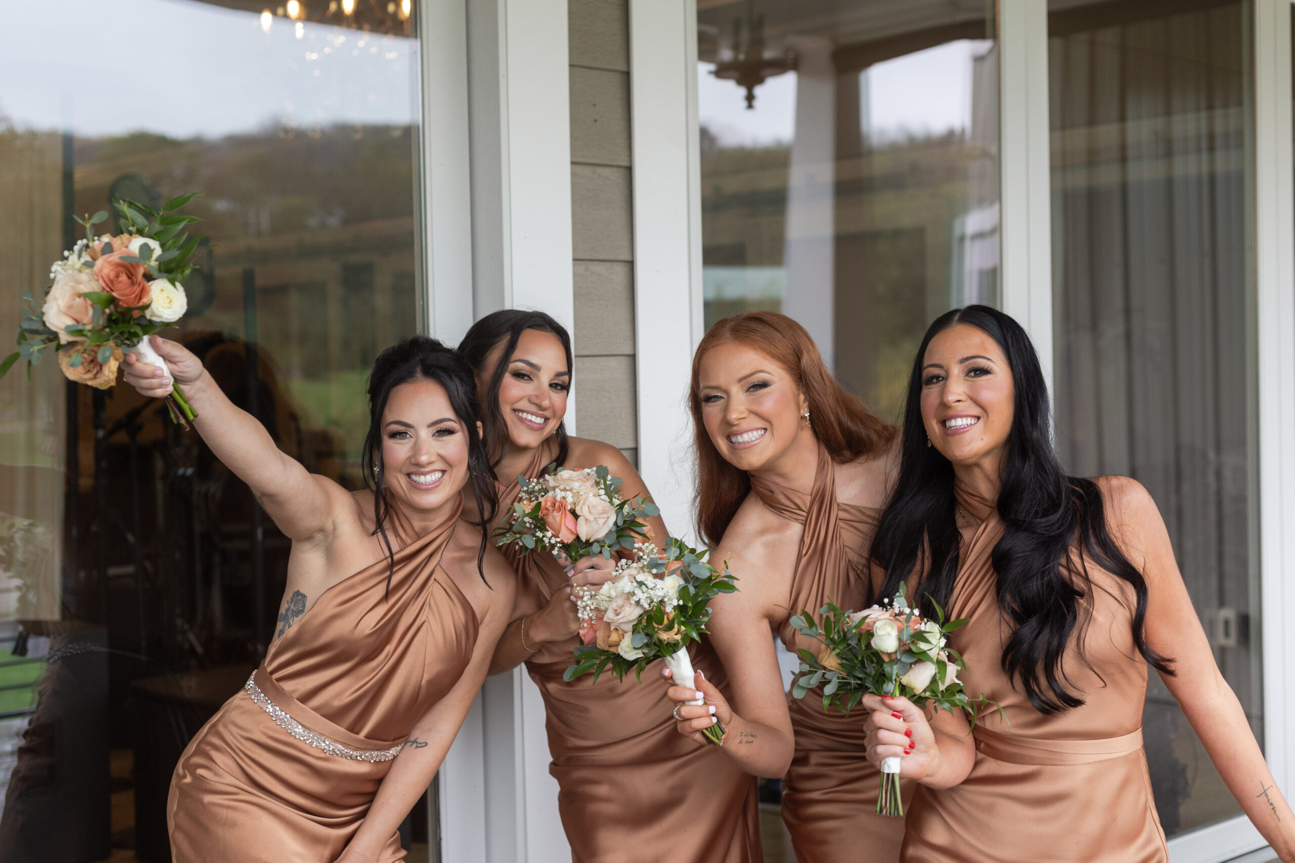 Outdoor Fun Bridesmaid Photos at Northern New Jersey Wedding Venue