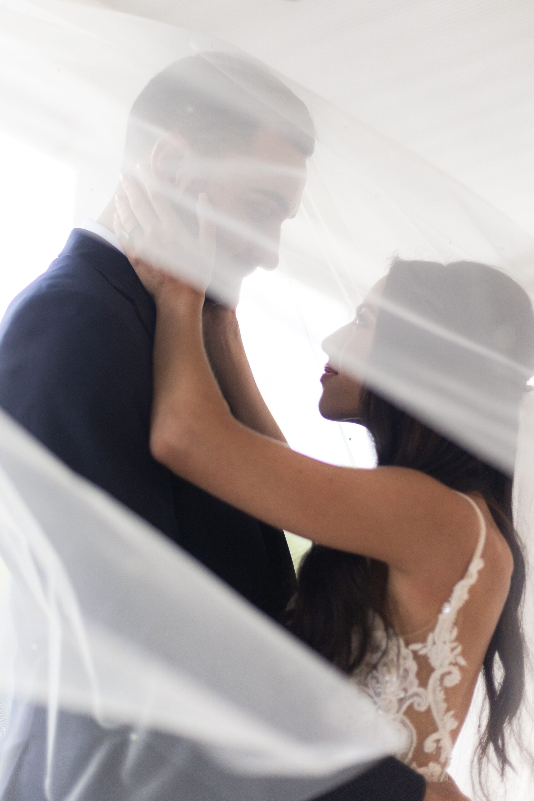 Bride and Groom Outdoor Portraits_Under Veil Shot_Northern New Jersey Wedding Venue