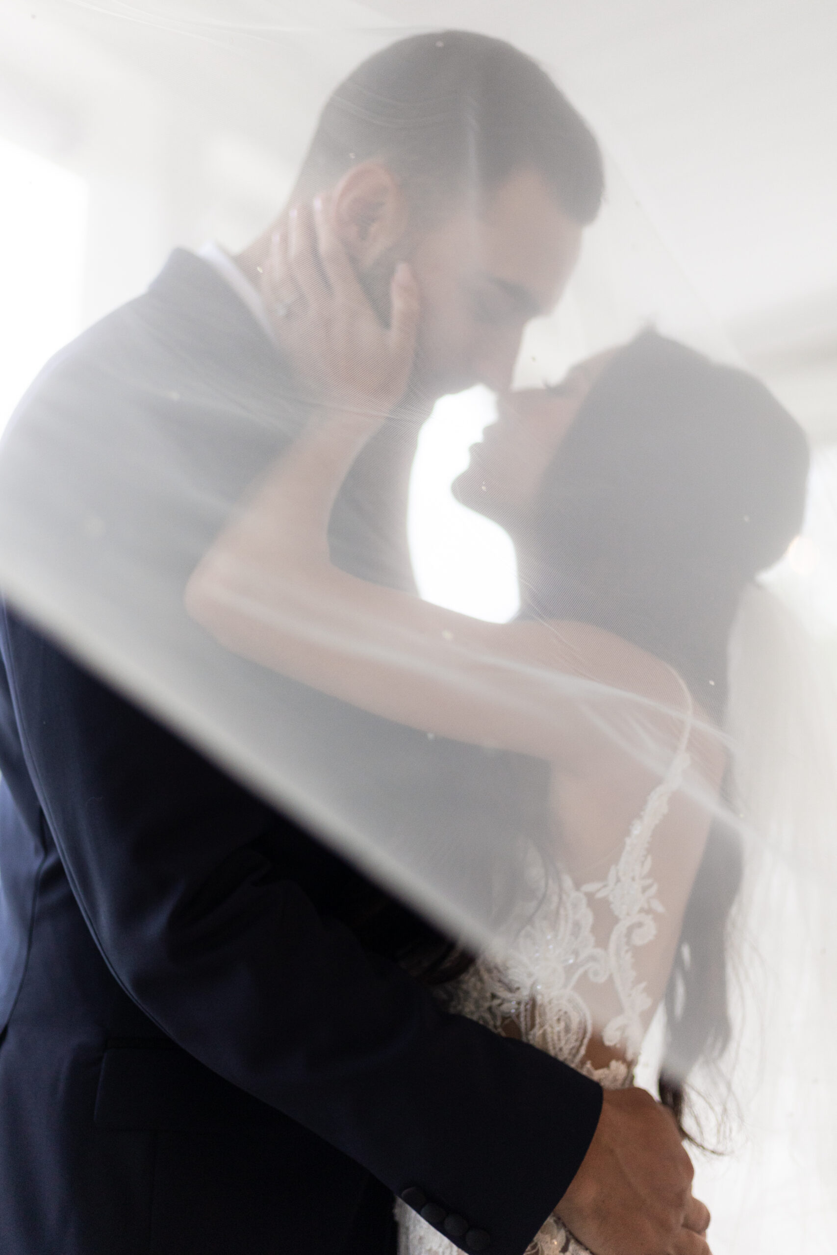 Bride and Groom Outdoor Portraits_Under Veil Shot_Northern New Jersey Wedding Venue