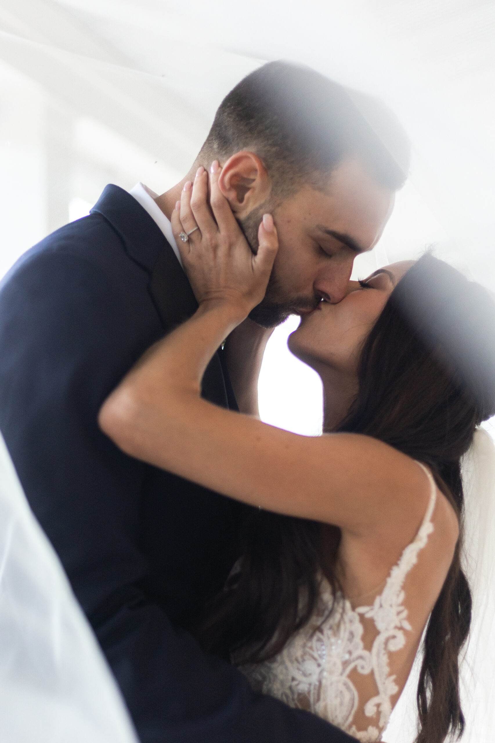 Bride and Groom Outdoor Portraits_Under Veil Shot_Northern New Jersey Wedding Venue