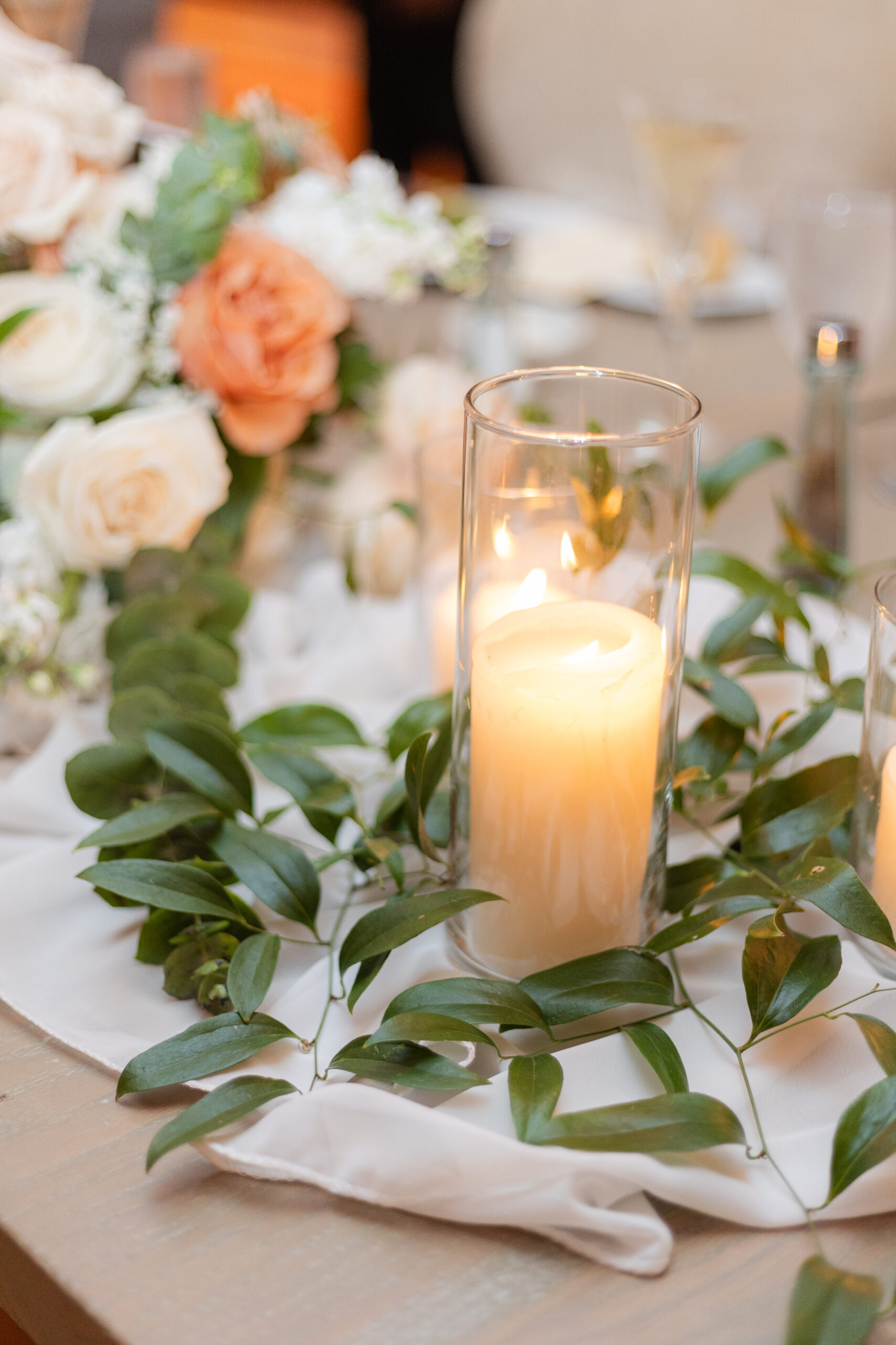Wedding Reception Floral Details at Bear Brook Valley
