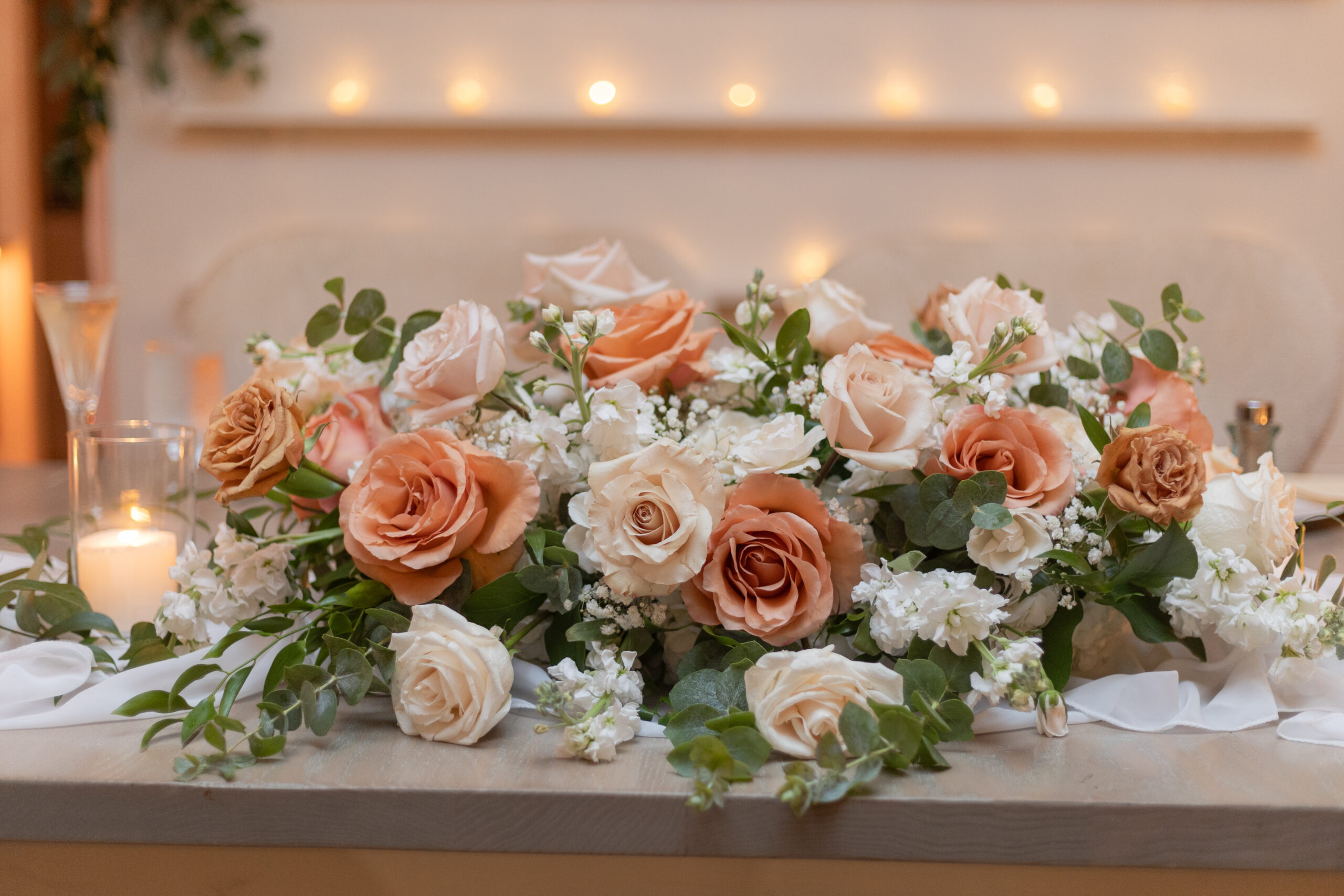 Wedding Reception Floral Details at Bear Brook Valley