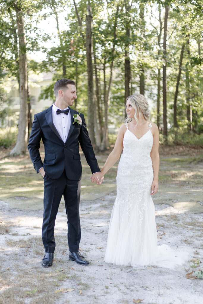 Bride and groom portraits at golf course wedding venue