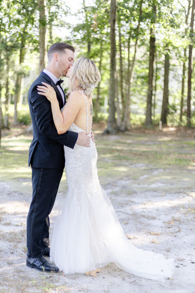 Bride and groom portraits at golf course wedding venue