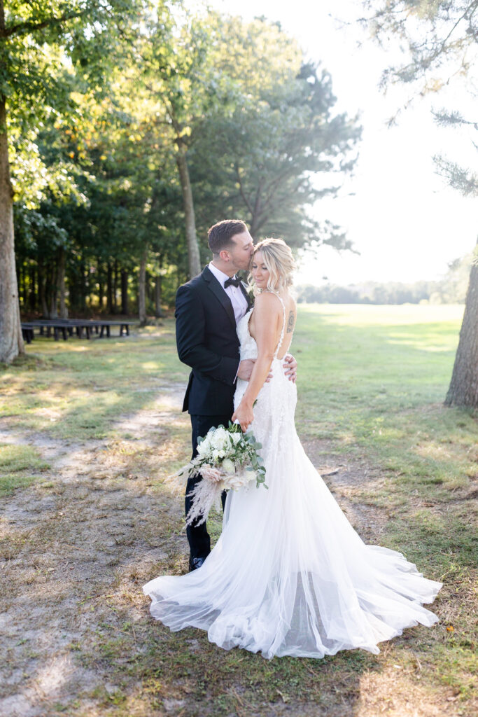 Bride and groom portraits at golf course wedding venue